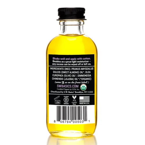 Miniatura 2 de S.w. Basics Removedor de maquillaje con aceites orgánicos de almendra dulce, oliva y jojoba, 2 onzas