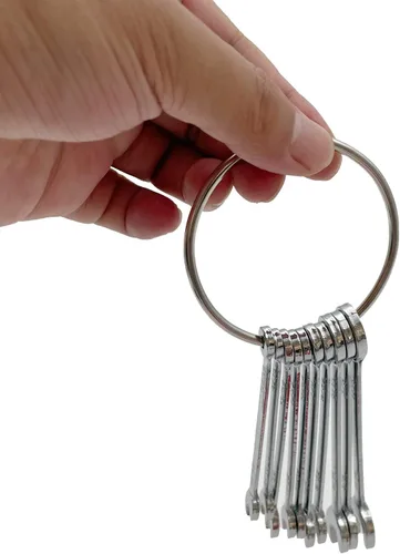 Miniatura 3 de Juego de llaves inglesas mini de extremo abierto, juego de llaves combinadas con anillo de cadena tipo métrico (10 piezas)
