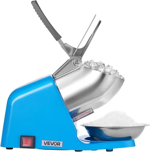 Miniatura 9 de VEVOR Máquina Trituradora de Hielo, 286 libras por hora, Fabricadora Eléctrica de Conos de Nieve de 4 Cuchillas, Máquina de Hielo Raspado de Acero