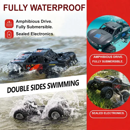 Miniatura 3 de KB KAIBO Auto de control remoto anfibio 1:16, camión monstruo de control remoto totalmente sumergible para niños, juguete 4WD RC todo terreno con 2