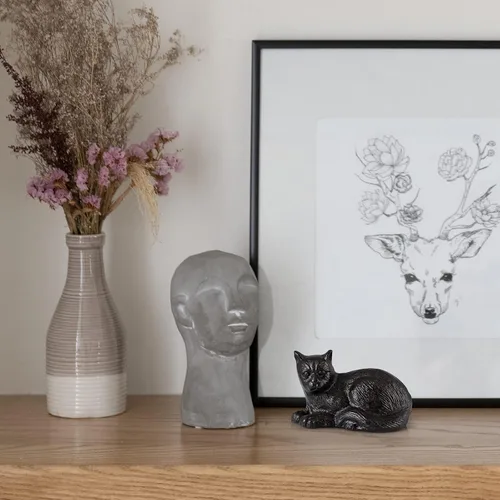 Miniatura 6 de MOLIGOU Estatua de gato de hierro fundido, figura de gato, decoración del hogar, escultura de gato para estante, jardín