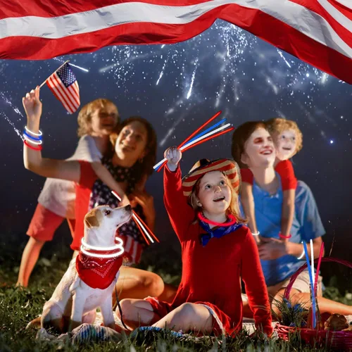 Miniatura 5 de 300 pulseras y collares rojos que brillan en la oscuridad a granel con conectores de 8 pulgadas de neón iluminados para fiestas de neón para el 4