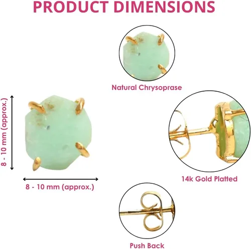Miniatura 88 de Gempires Natural Raw Prong Setting Stud Earrings, 8-10 mm Crystals Earring, Handmade Jewelry, Gift for Her
