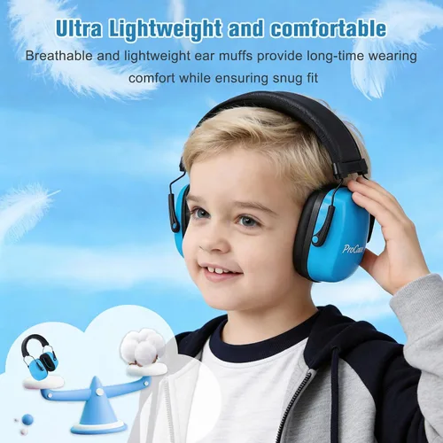 Miniatura 5 de ProCase SNR - Protección de oídos para niños, audífonos con cancelación de ruido de 29 dB para niños con autismo, reducción de ruido a prueba de Azul
