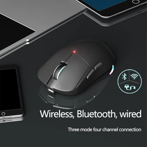 Miniatura 5 de Ratón inalámbrico XT624 Bluetooth, recargable con LED, ergonómico con modo múltiple 2.4G USB inalámbrico + BT1+BT2, mouse Bluetooth portátil