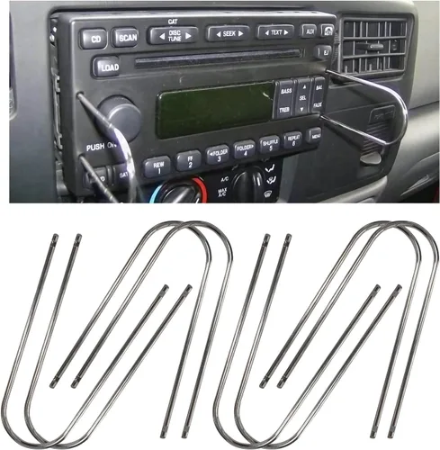 Miniatura 11 de Dickno 4 piezas de herramientas de extracción de radio de automóvil, en forma de U, kit de herramientas de liberación estéreo automático de acero