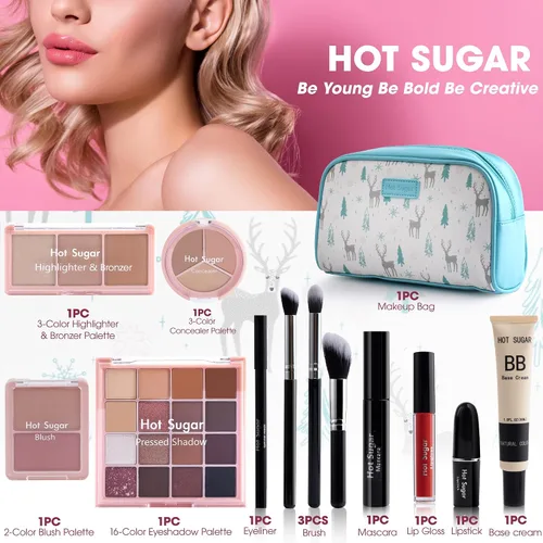 Miniatura 3 de Hot Sugar Kit de Maquillaje de Viaje Todo en Uno, Kit de Maquillaje para Mujeres Kit Completo, Set de Regalo de Maquillaje para Principiantes y Azul