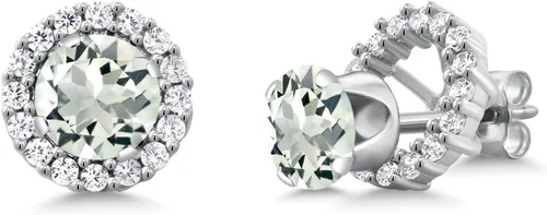 Miniatura 168 de Gem Stone King Aretes redondos de plata de ley 925 de 0.236 in con piedra natal extraíble para mujer