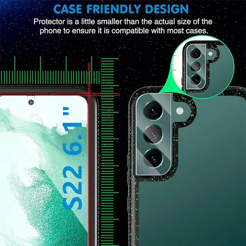 Miniatura 5 de Protector de pantalla (paquete de 3) para Samsung Galaxy S22 5G, vidrio templado 9H, compatible con huellas dactilares ultrasónicas, transparente