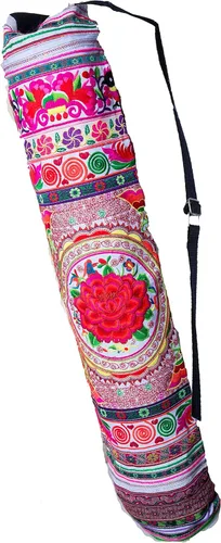 Miniatura 5 de CCcollections Bolsas de esterilla de yoga y pilates – Correa de transporte ajustable bordada, bolsa de yoga única bohemia