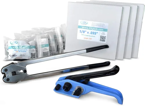 Miniatura 9 de IDL Packaging - PET-B-58-D Kit de flejado de poliéster de 5/8", estándar con dispensador - Todo lo que necesitas para atar un palet
