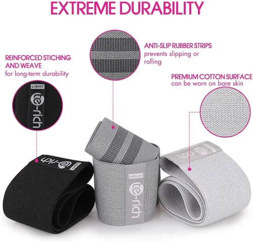 Miniatura 6 de Bandas de resistencia, bandas de entrenamiento de tela para mujeres y hombres, bandas de bucle de resistencia de tela para glúteos, bandas gruesas