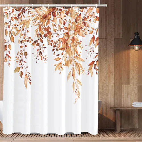 Miniatura 50 de Tititex Spun Sugar - Juego de cortinas de ducha de eucalipto azul claro, hojas de acuarela brillantes en la parte superior, decoración floral