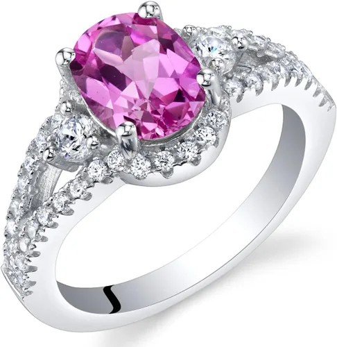PEORA Anillo de recuerdo de plata de ley 925 para mujer, forma ovalada, varias piedras preciosas, tamaños 5 a 9