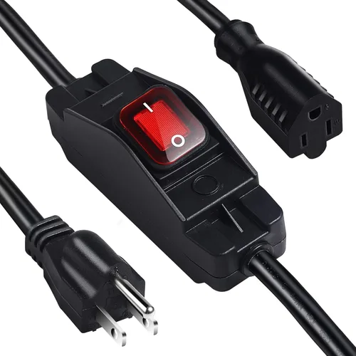 Cable de Extensión para Exteriores con Interruptor de Encendido/Apagado Impermeable, Cable de Extensión de 3 Clavijas con Interruptor de Cable en