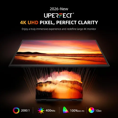 Miniatura 2 de Monitor Portátil Uperfect 4K de 23.8" QLED Monitor Grande de 24" de 400 Nits 3840 * 2160 UHD 100% DCI-P3 1MS FreeSync USB-C y HDMI VESA