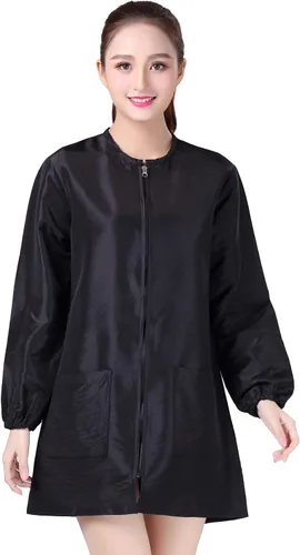 Chaqueta profesional de estilista para peluquería, uniforme de cosmetología, con cremallera, para peluquería, ropa de trabajo, belleza, spa,