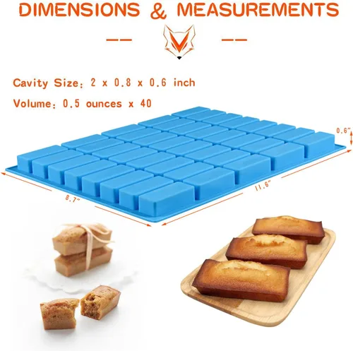 Miniatura 3 de V-fox 40 Cavities Rectangle Caramel Candy Silicone Molds for Chocolate Truffles, Ganache, Jelly, Candy and Praline, Ice Cube Tray, Random
