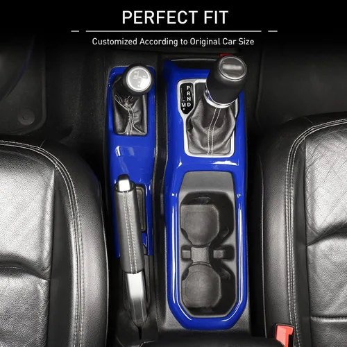 Miniatura 4 de Consola Central 4WD Panel de Cambio de Marchas y Portavasos para 2018-2024+ Jeep Wrangler JL JLU Gladiator JT (Azul)