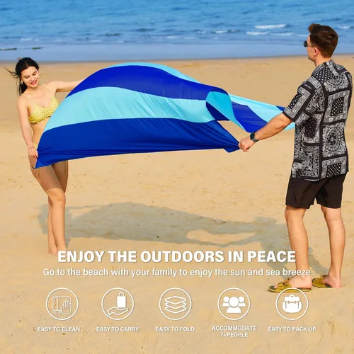 Miniatura 23 de Famstar Beach Blanket Oversized Extra Large 78"X81"/10'X9',Waterproof Sandproof Beach Blanket 2-8 Adults Lightweight Durable for Travel Camping