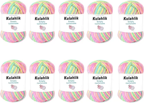 Miniatura 10 de 50g (1x50g) Hilo Acrílico para Crochet y Tejido, Hilo Degradado Colorido, 1 Rollo de Madejas, Hilo Acrílico Multicolor, Perfecto para Proyectos