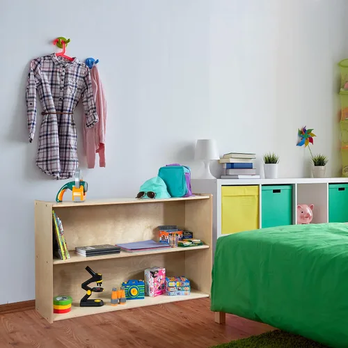 Miniatura 2 de Contender Estantes de guardería para niños, estantería con 2 estantes para almacenamiento, muebles de madera para niños pequeños, niños, Montessori