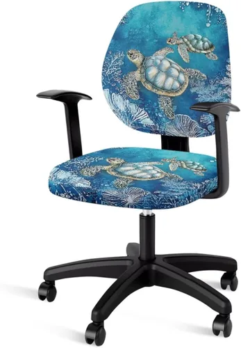 Miniatura 18 de Talayituse - Funda para silla de oficina o computadora con estampado de estrellas de playa, funda de asiento dividida elástica, extraíble y lavable