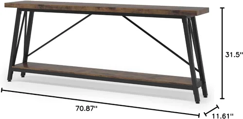 Miniatura 2 de Tribesigns Mesa de sofá extra larga de 70.9 pulgadas detrás del sofá, mesa consola de entrada industrial para pasillo, entrada y sala de estar
