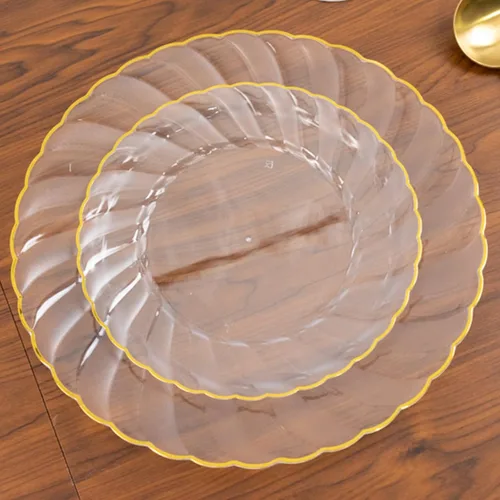 Miniatura 4 de Efavormart - Paquete de 10 platos de plástico transparente para fiestas, platos redondos desechables de postre de ensalada de 7.5 pulgadas con borde