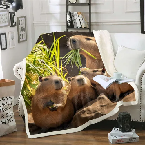 Miniatura 21 de Erosebridal Funny Capybaras Blanket Capybara Lover Gifts Cute Fleece Blanket for Kids Girls Boys, Capybara Decorations Blankets 40"x50", Kawaii