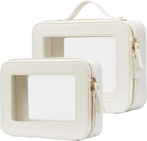 Miniatura 41 de Bolsa de maquillaje transparente Popvibe, estuche de cosméticos de viaje con cremallera, bolsa de aseo transparente con cremallera, organizador Malva