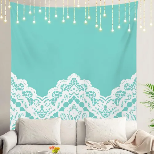 Miniatura 31 de Shrahala Tapiz de pared azul brillante, acuarela azul degradado para colgar en la pared, tapiz grande decorativo de fibra de poliéster, dobladillo