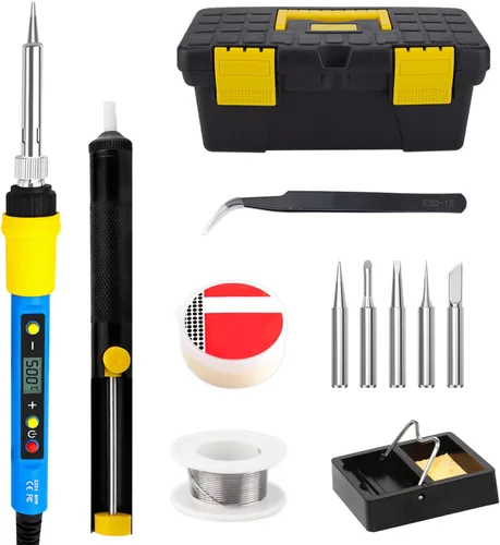 Kit de soldador, pistola de soldadura de 80 W, temperatura ajustable 12 en 1, 356.0-932.0 °F, kit de herramientas de soldadura con puntas de