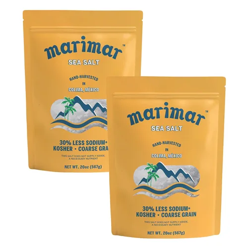 Marimar Sal marina, naturalmente baja en sodio, grano grueso, Kosher, 20 onzas (paquete de 2)