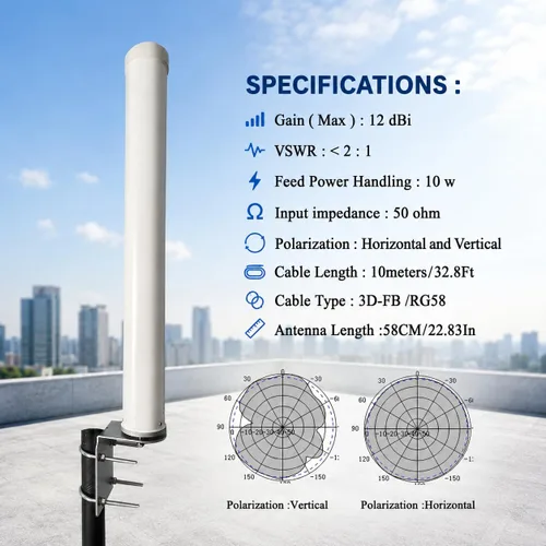 Miniatura 3 de Antena 5G 4G LTE omnidireccional de banda ancha para exteriores, largo alcance, 698-3800MHz 12dBi para Verizon, AT&T, enrutador T-Mobile