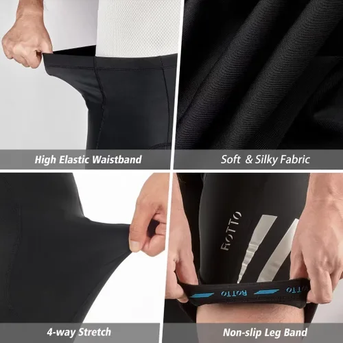 Miniatura 5 de ROTTO Pantalones cortos de ciclismo para hombre con acolchado de gel