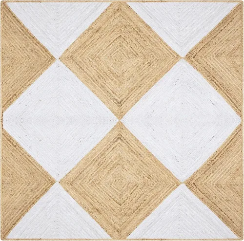 Miniatura 20 de Natural Jute Collection - Alfombra cuadrada de 3 x 3 pies, alfombra de yute trenzada a cuadros multicolor de 0.27 pulgadas de grosor, ideal