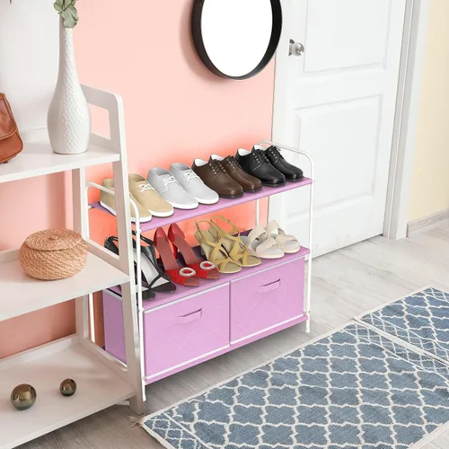 Miniatura 5 de Simple Houseware - Armario de almacenamiento de 3 niveles con 2 cajones, rosa