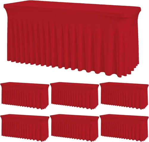 Miniatura 21 de Mantel rectangular de elastano negro, funda elástica ajustada para mesas rectangulares de 1,8 m, falda de mesa elástica sin arrugas para decoración