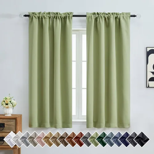 Miniatura 133 de OVZME Cortinas opacas turquesa para tratamiento de ventanas pequeñas, cortinas cortas con bloqueo de luz para ventana de cocina sobre el fregadero