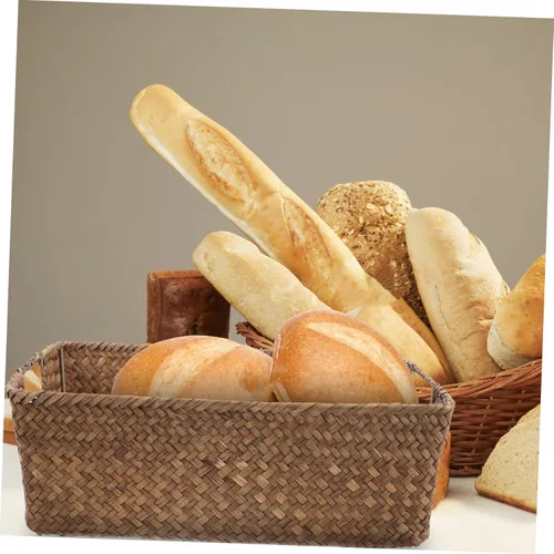 Miniatura 9 de Uonlytech Cesta de almacenamiento de estante, contenedor de paja, contenedor grande, organizador de escritorio, almacenamiento tejido para Café