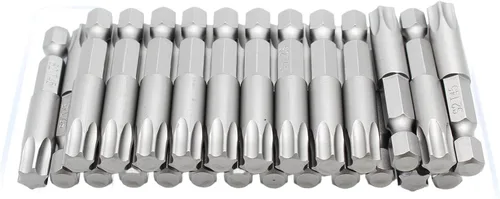 Miniatura 32 de TMAX Juego de puntas de destornillador de cabeza de estrella T6 Torx de 25 piezas, acero S2 de 6 puntos T-6 puntas de inserción de destornillador