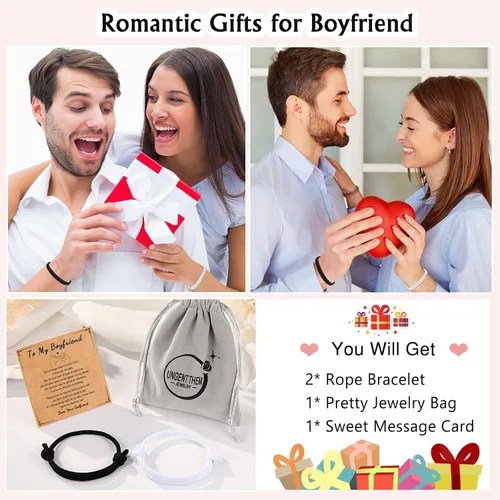 Miniatura 6 de UNGENT THEM Pulseras de cuerda ajustable para parejas, para hombres, novio, novia, alma gemela, marido, esposa, aniversario, día de San Valentín
