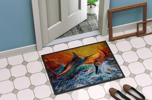 Miniatura 4 de Caroline's Treasures JMA2012MAT - Tapete reflectante de color azul caos Marlin de 18 x 27 pulgadas, para interiores y exteriores, para entrada