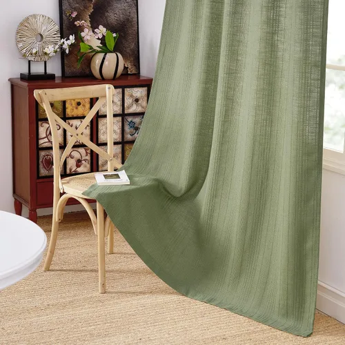 Miniatura 41 de NICETOWN Cortinas de lino grueso para dormitorio, privacidad añadida, bolsillo para barra y pestaña trasera, no se transparentan, mezcla de lino