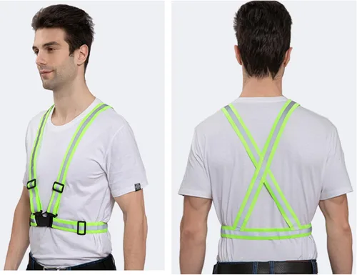 Miniatura 8 de Chaleco reflectante para correr, 3 piezas, correas elásticas ajustables, ligero, 360°, alta visibilidad para caminar al aire libre, trotar