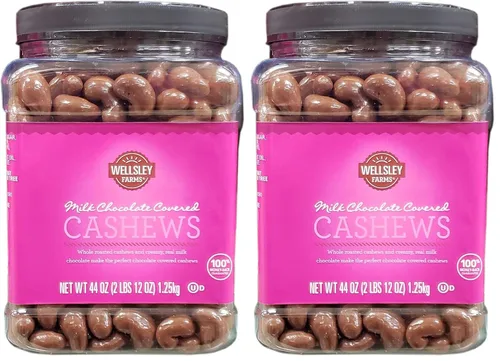 Miniatura 4 de Wellsley Farms Anacardos cubiertos de chocolate con leche, 2.75 libras, anacardos tostados enteros en chocolate cremoso con leche, aperitivo kosher