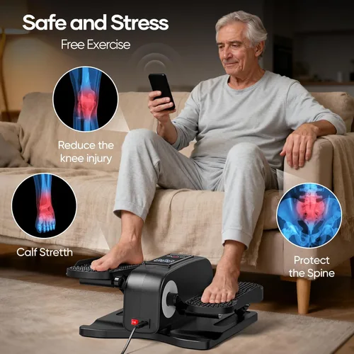 Miniatura 3 de Máquina elíptica para debajo del escritorio, máquina portátil de ejercicio de pedal sentado para personas mayores, ejercitador de piernas Elipse
