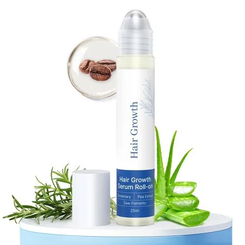 Suero para el crecimiento del cabello roll-on con romero, ayuda a apoyar la apariencia del cabello más grueso y lleno, limpio y no graso para