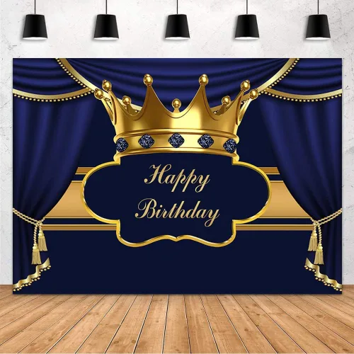 Miniatura 8 de MEHOFOND Cortina Real Negra y Dorada Telón de Fondo para Decoración de Fiesta de Cumpleaños para Hombre Niño Príncipe Cortina de Corona Dorada Negro